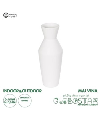 GloboStar® Artificial Garden MALVINA 21285 Διακοσμητικό Κεραμικό Βάζo Λευκό Π10 x Μ10 x Υ24cm
